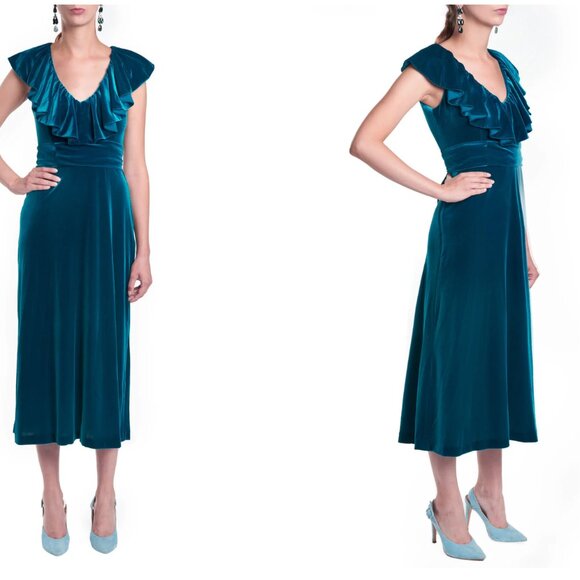 LUISA BECCARIA velvet dress - size IT 42 - Picture 2 of 6